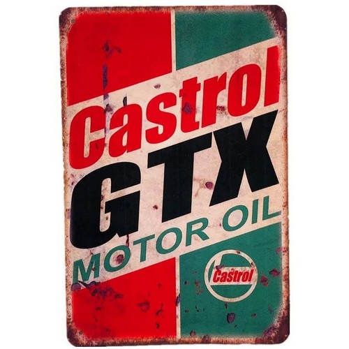 Castrol Oil Gtx - カストロール GTX モーターオイル ブリキ看板 レトロな自動車修理工場の壁飾り 男性用洞窟ガレージ