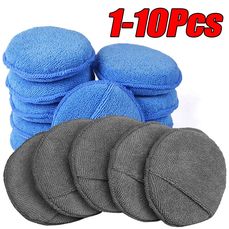 Wax Applicator Pad - 10 個カーディテイリングアプリケーターパッドカーケアワックスがけポリッシュスポンジソフトマイクロファイバーラウンドポケットフォームスポンジ車のクリーニングツール