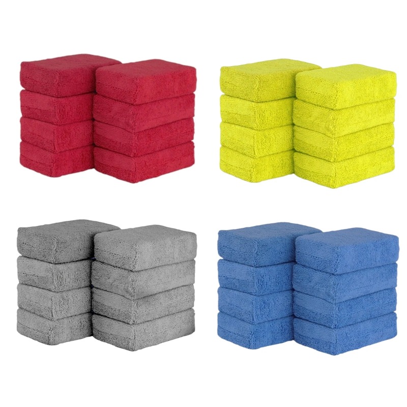 Wax Applicator Pad - 8個入りマイクロファイバーカーワックスアプリケーターパッド、柔らかい長方形フォーム、自動車ディテーリングワックススポンジ、塗装ケア研磨パッド、自動車清掃用