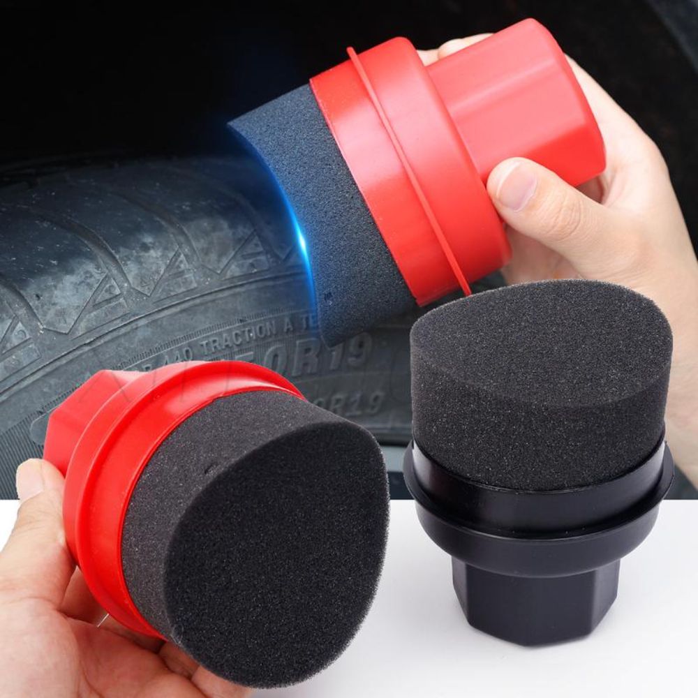 Wax Applicator Pad - カーブドタイヤ研磨スポンジ（カバー付き）再利用可能なタイヤワックス塗布器 車用クリーニングパッド オートタイヤワックス塗布器