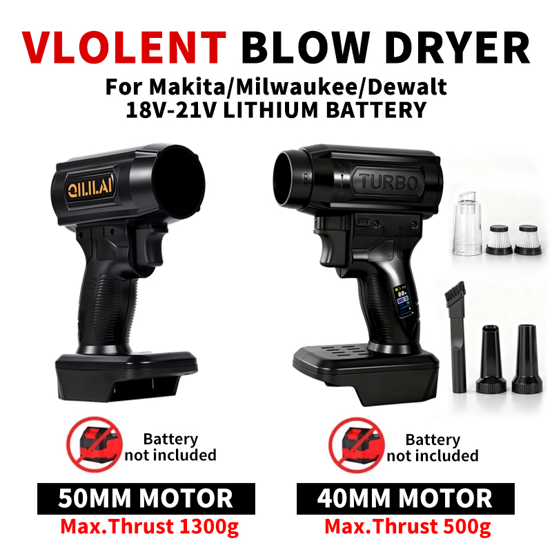Dryer Car Blower - 車載用強力エアブロワー、パワフルハンドヘルドターボジェットファン、高速50mmブラシレスモーター、推力1300g、洗車エアガン乾燥ツール