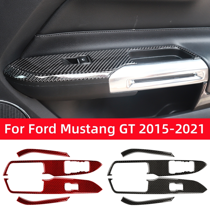 Interior Detailing Kit - フォードマスタング GT 2015-2021 アクセサリーカーボンファイバー車の窓リフティングスイッチコントロールパネル装飾カバートリムステッカー