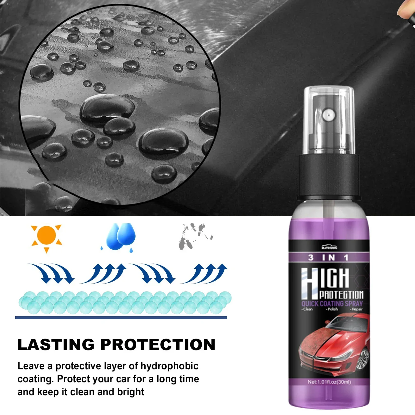 3 in 1 カーセラミック液体コーティングスプレー ナノク - Car Wax Ceramic Coating のレビューと価格